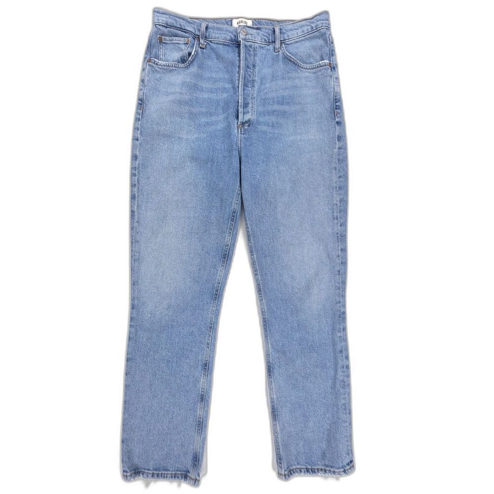 NEW Agolde Riley High Rise Straight Crop Jeans Hassle Light Wash Clean Girl Y2k - Picture 1 of 7